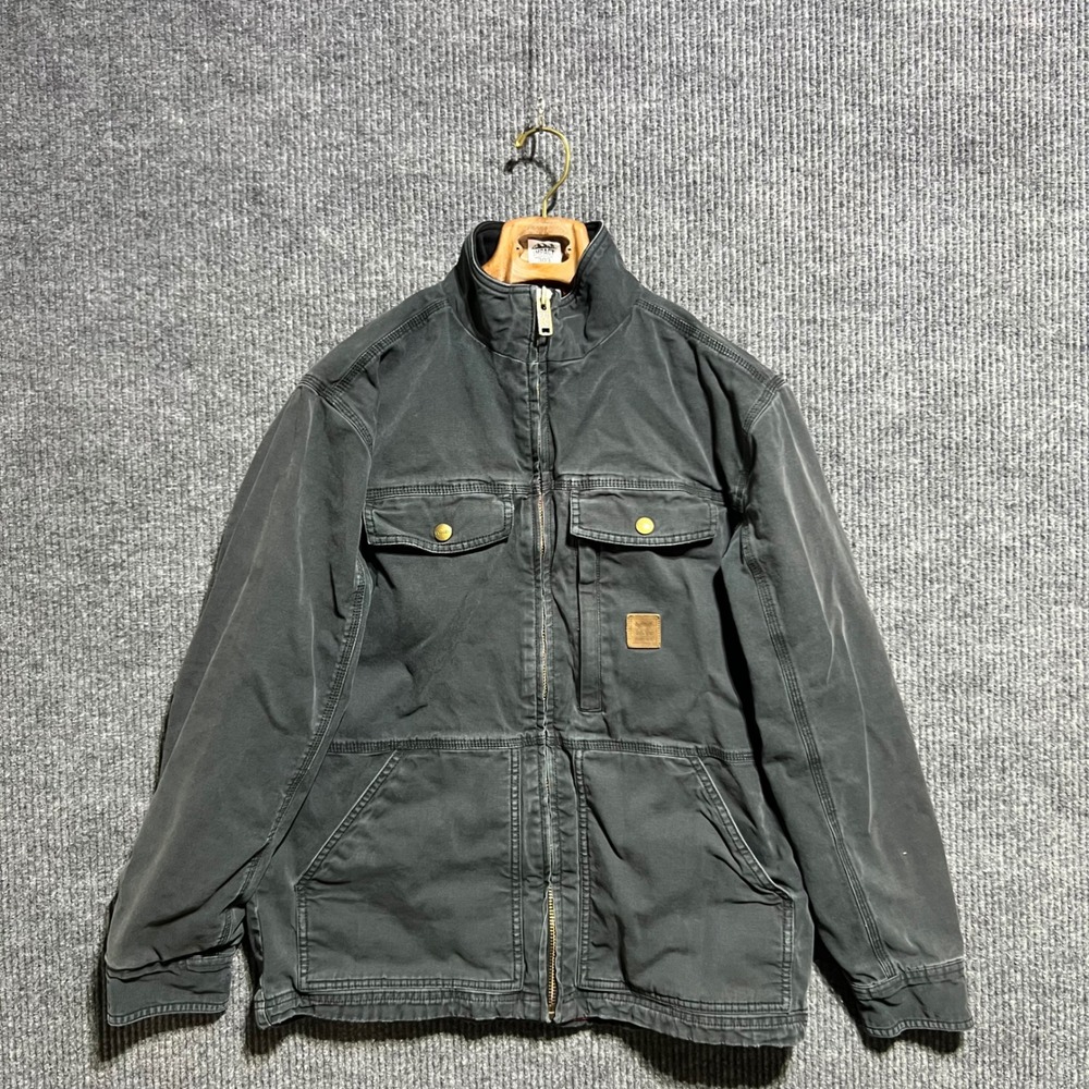 Walls Work Jacket Mens Medium Black Flannel Lined Canvas Utility Coat Rugged